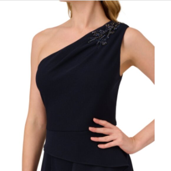 Womens Embellished One Shoulder Evening Dress - Picture 2 of 2